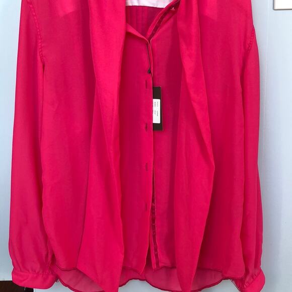 ARNOLD ZIMBERG Hot Pink Bow Collar Long Sleeves - Picture 3 of 8